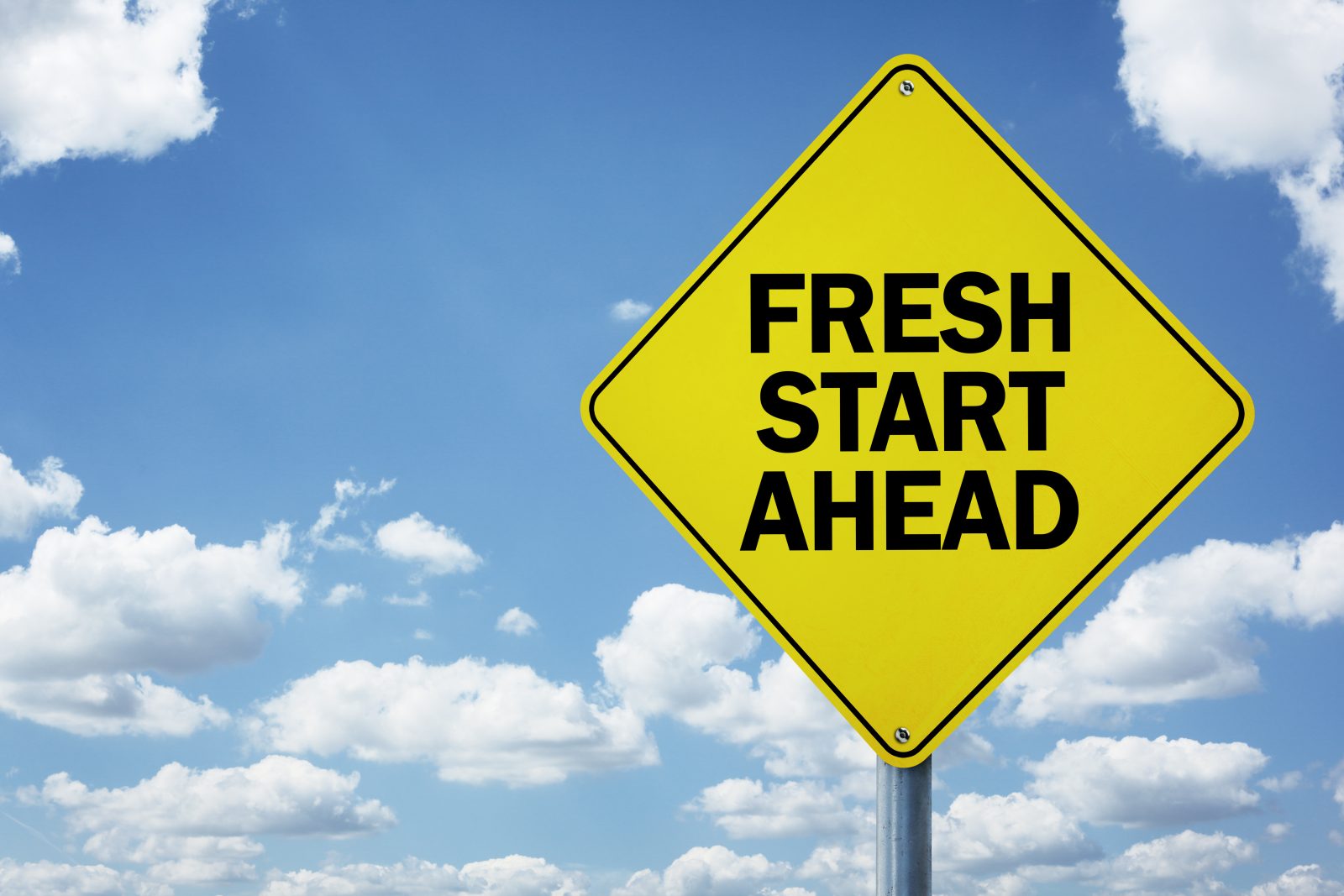 Fresh start ahead road sign concept for business opportunity, future and new career